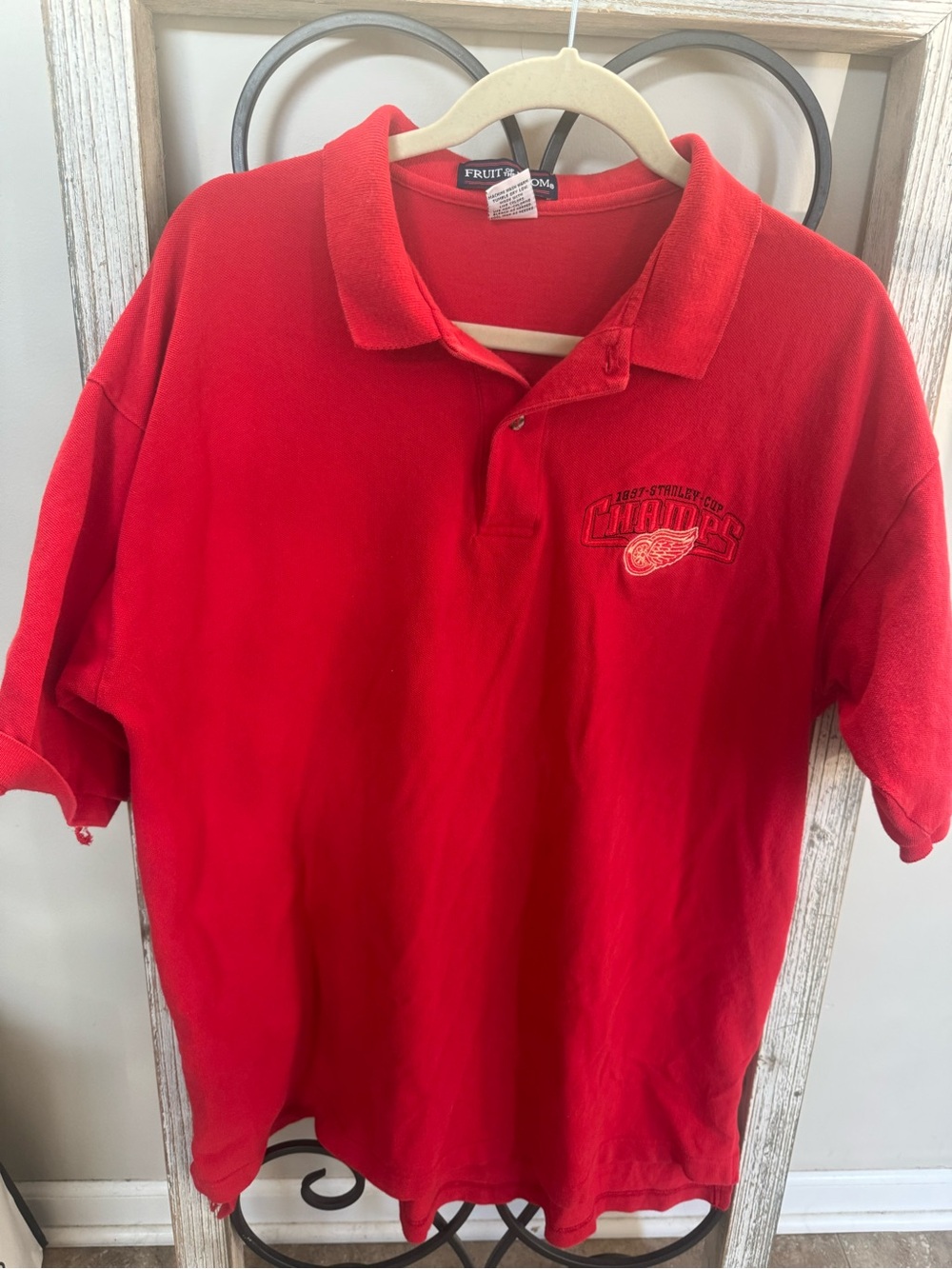 Vintage Detroit Red Wings 1997 Stanley Cup Champions Embroidered Polo Shirt XL